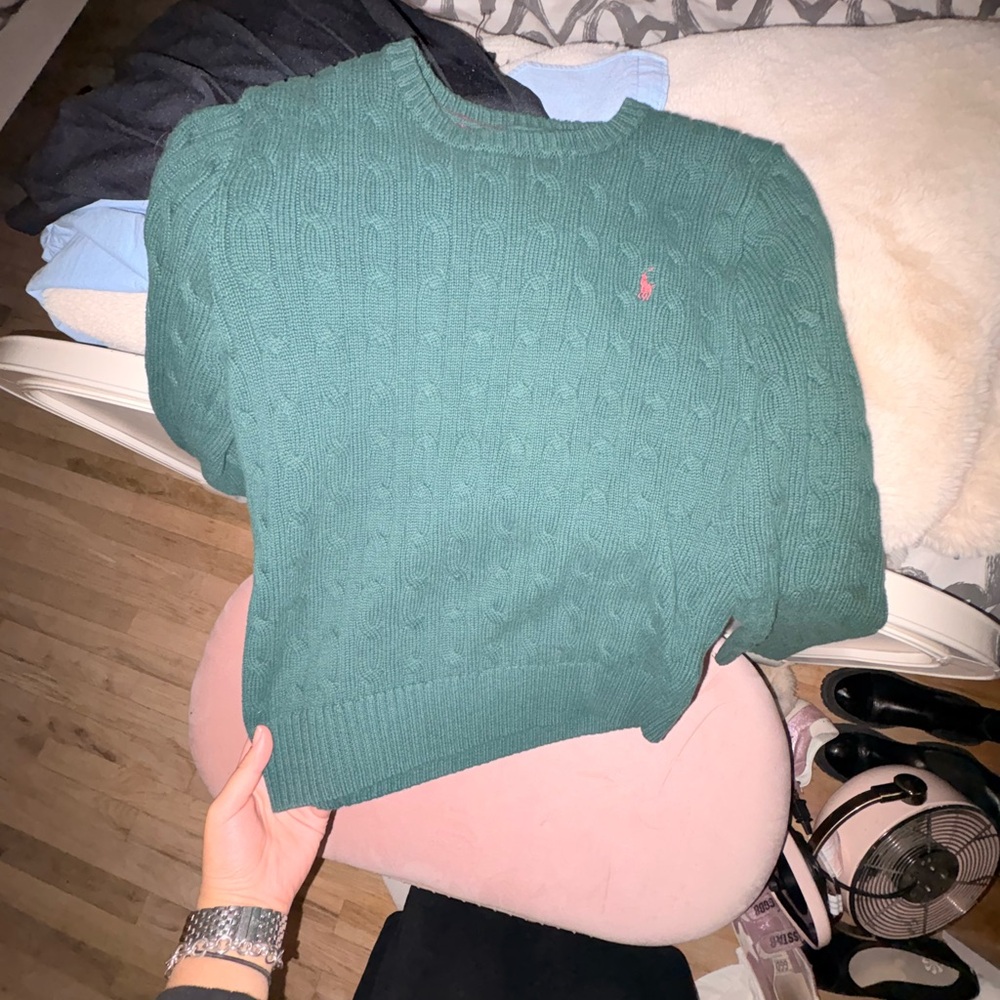Ralph Lauren Green Knit Crew Neck Sweater